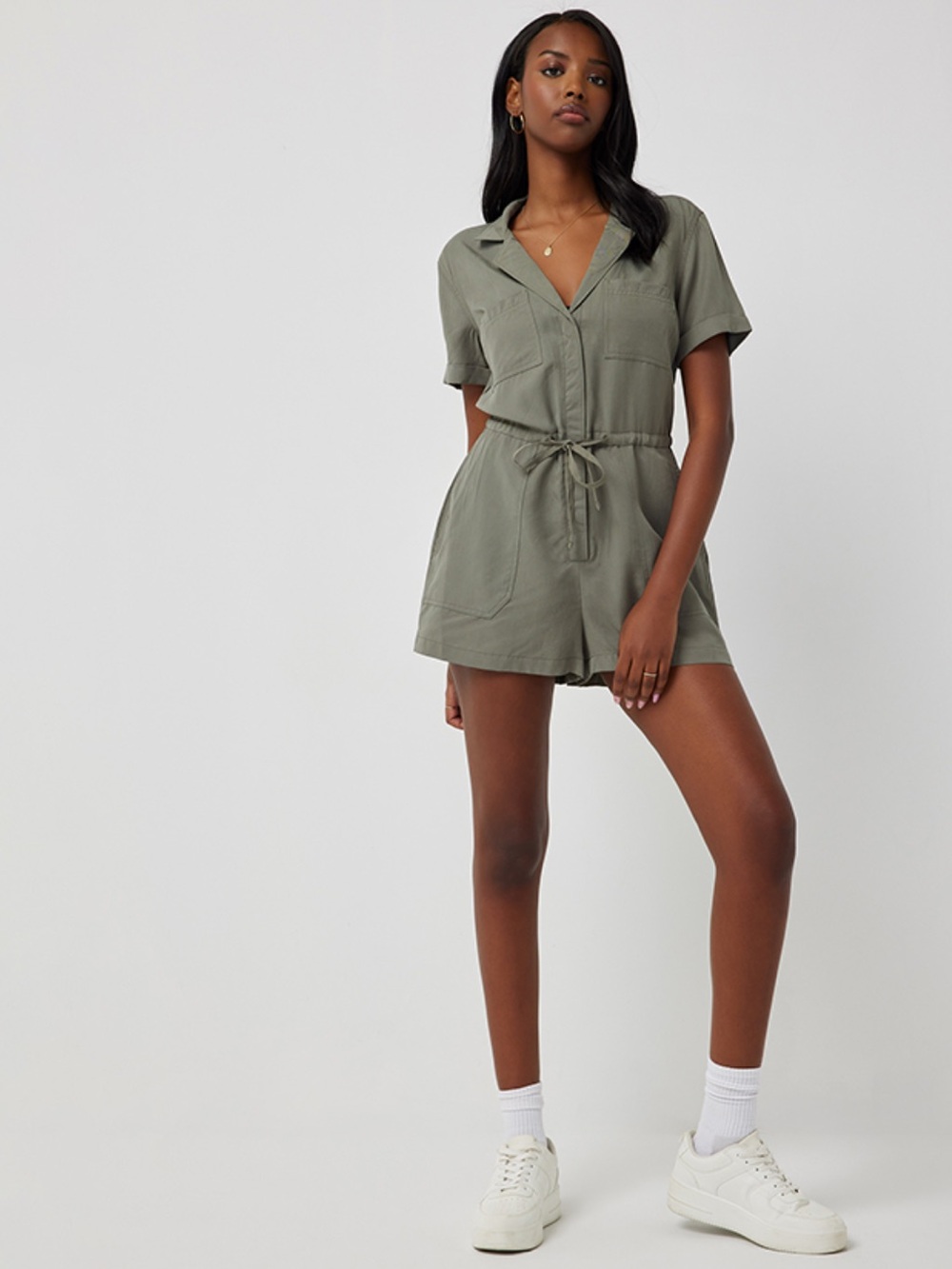 ARDENE | Olive Green Collared romper